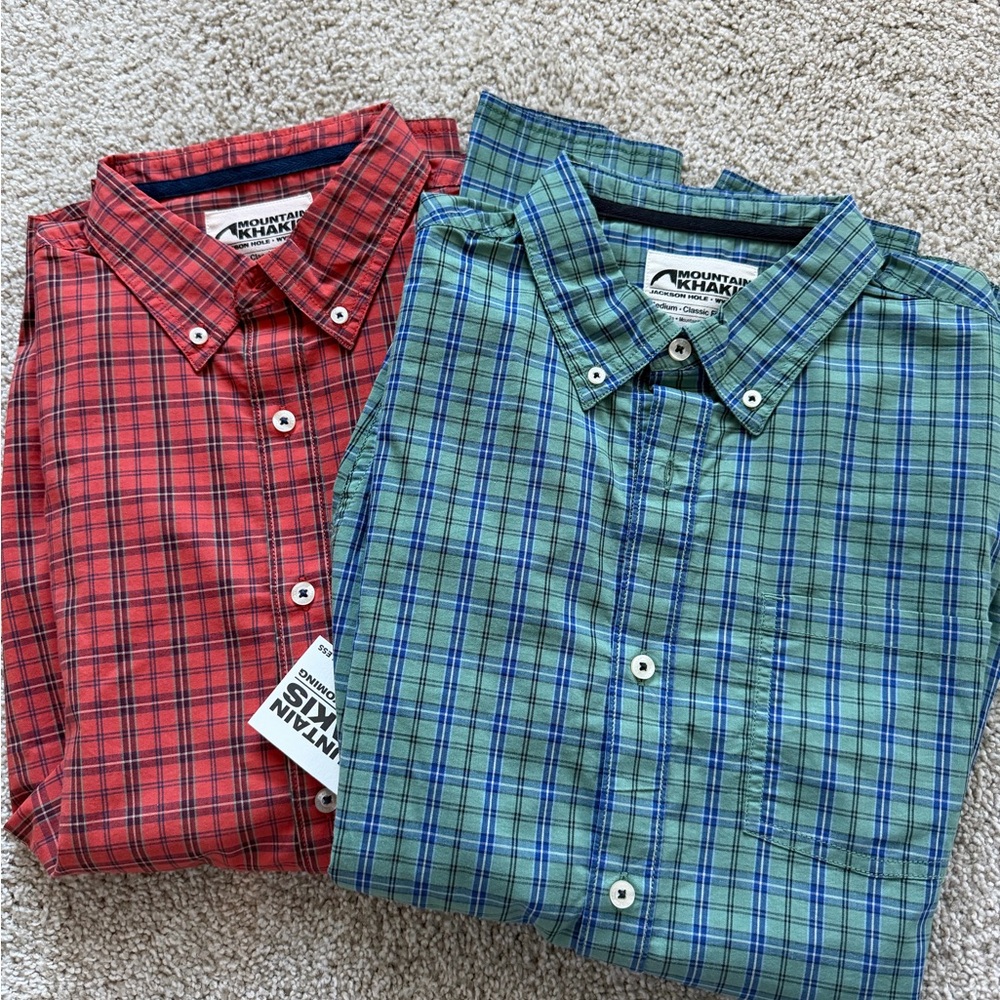 Lot of 2 Mountain Khakis Men’s Plaid Button-Down Shirt